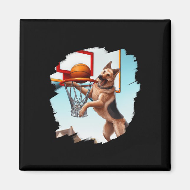 Íman Cachorro De german shepherd Jogando De Basquete (Frente)