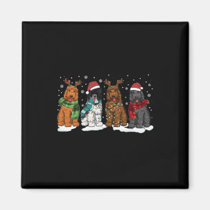 Íman Cachorro de Goldendoodle Cães de Natal Luzes de Ou
