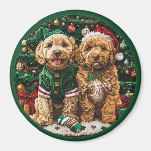 Íman Cachorro de Goldendoodle de Natal
