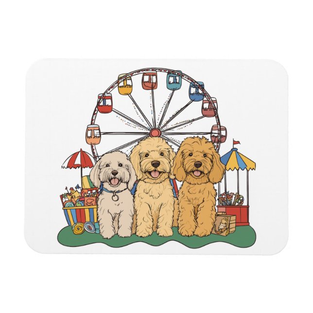 Íman Cachorro De Goldendoodle Em Carnaval (Horizontal)