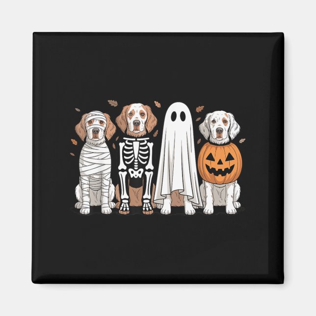 Íman Cachorro de Halloween de Abóbora Setter Inglês Fan (Frente)