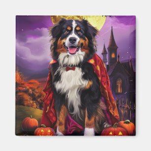 Íman Cachorro de Montanha Bernês de Halloween Abóboras