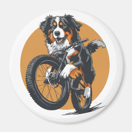 Íman Cachorro De Montanha Bernese Andando De Bicicleta 