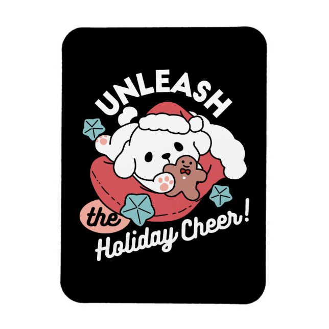 Íman Cachorro de Natal em Santa Hat - Feriado Cheque pa (Vertical)