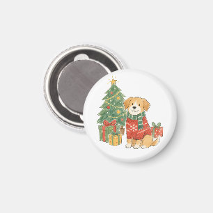 Íman Cachorro de Natal em Suéter com Árvore de Natal