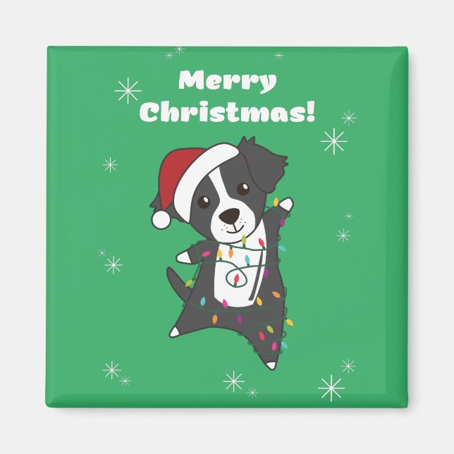 Íman Cachorro de Natal na fronteira Cachorro de inverno (Frente)
