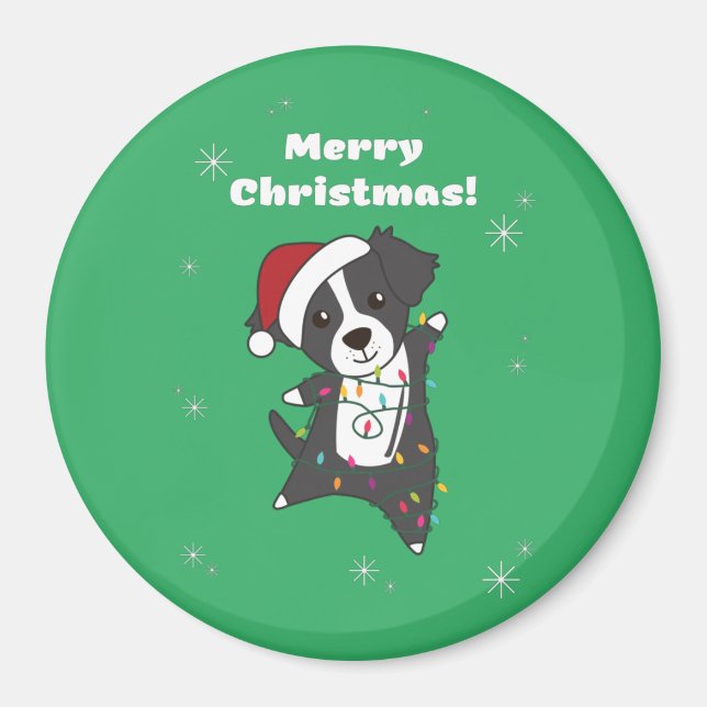 Íman Cachorro de Natal na fronteira Cachorro de inverno (Frente)
