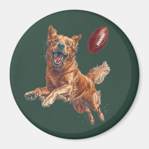 Íman Cachorro de Ouro Bonito Jogando Futebol