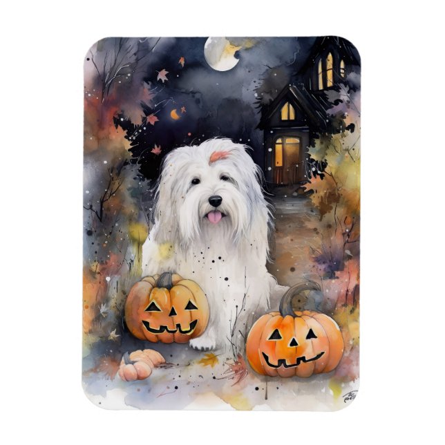 Íman Cachorro de Pastoreio Inglês Antigo de Halloween c (Vertical)