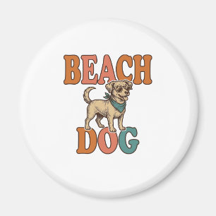Íman Cachorro de Praia Gravura Vintage Design Gráfico_1