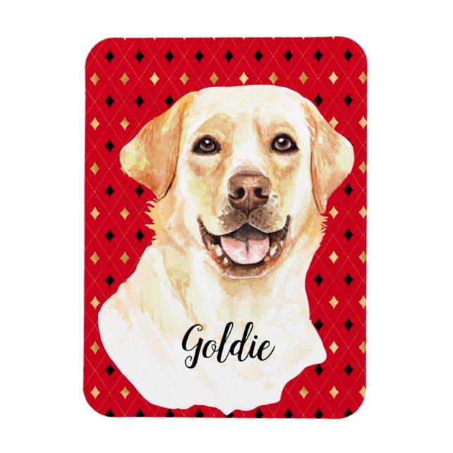 Íman Cachorro de Retriever de Aquarela Personalizado (Vertical)