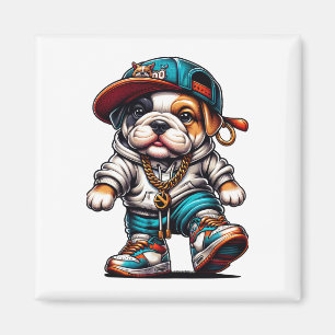 Íman 🐶 Cachorro de Rua Bonito Cartoon do Bulldog