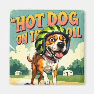 Íman Cachorro de Skate Verão Divertido Retro Praia