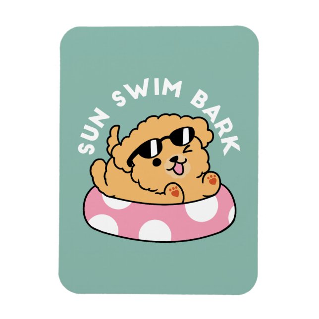 Íman Cachorro de verão - Cachorro flutuante com óculos  (Vertical)