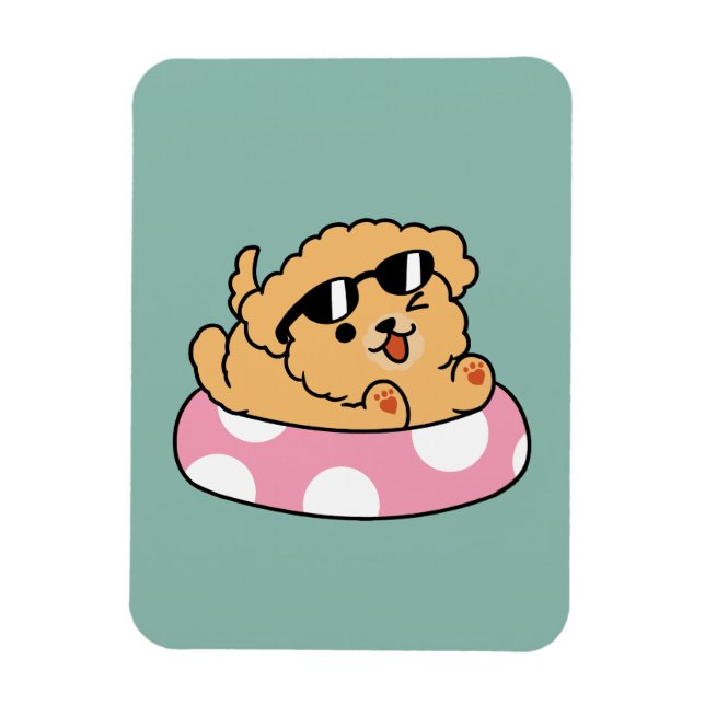 Íman Cachorro de verão - Cachorro flutuante com óculos  (Vertical)