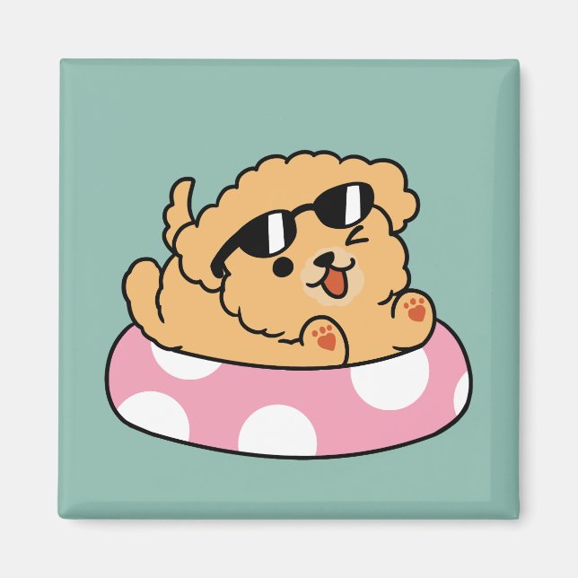 Íman Cachorro de verão - Cachorro flutuante com óculos  (Frente)