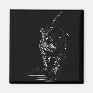 Íman Cachorro desenhado à mão arte minimalista de linha