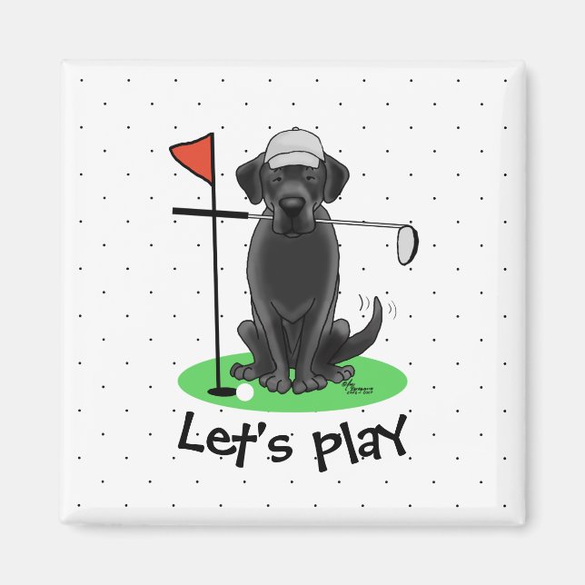 Íman Cachorro do Golf Black Labrador Retriever - Bonito (Frente)