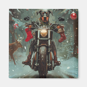 Íman Cachorro Doberman Andando de Motocicleta Natal