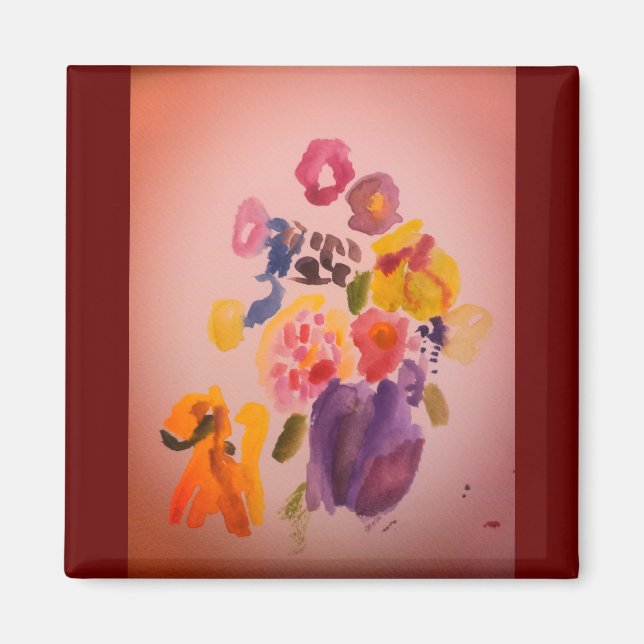 Íman Cachorro e flores, boa arte (Frente)