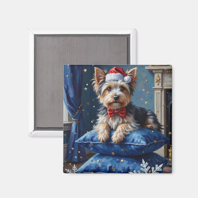 Íman Cachorro Elegante Biewer Terrier Veludo Natal (Front/Back)