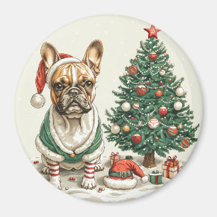 Íman Cachorro Elf do Buldogue Francês de Natal