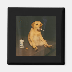 Íman Cachorro Engraçado Cerveja Fumando Meme Sarcástico