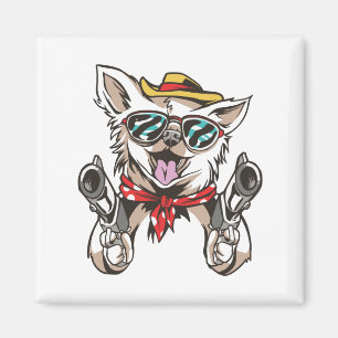 Íman Cachorro Engraçado Cowboy