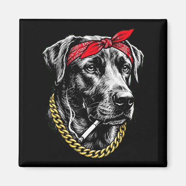 Íman Cachorro engraçado fumando cigarro labrador retrie (Frente)