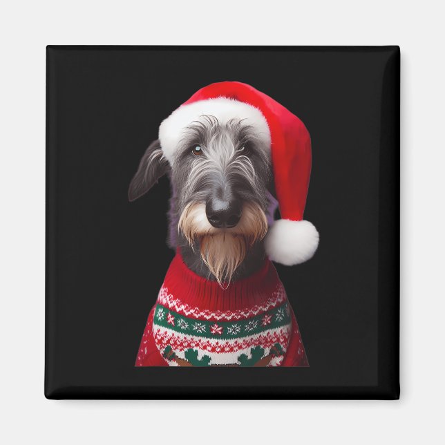 Íman Cachorro Escocês De Deerhound Com Santa Hat Xm De  (Frente)