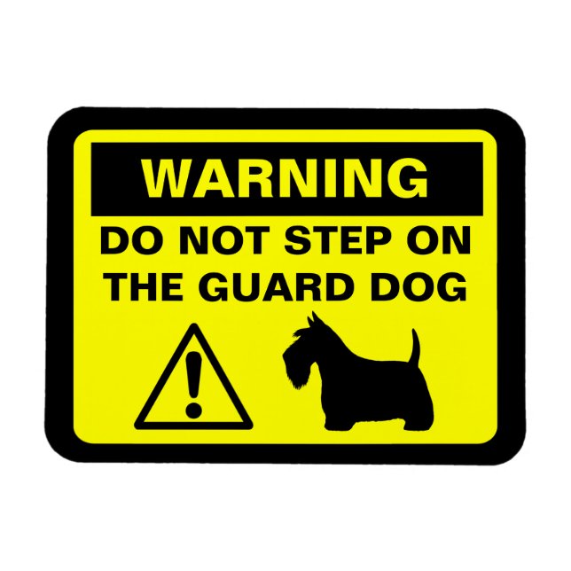 Íman Cachorro Escocês Humorístico de Alerta de Guarda (Horizontal)