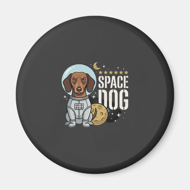 Íman Cachorro Espacial Astronauta Dachshund Vetor (Frente)