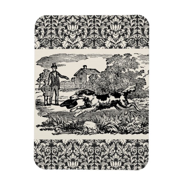 Íman Cachorro executando ilustração vitoriana antiga de (Vertical)