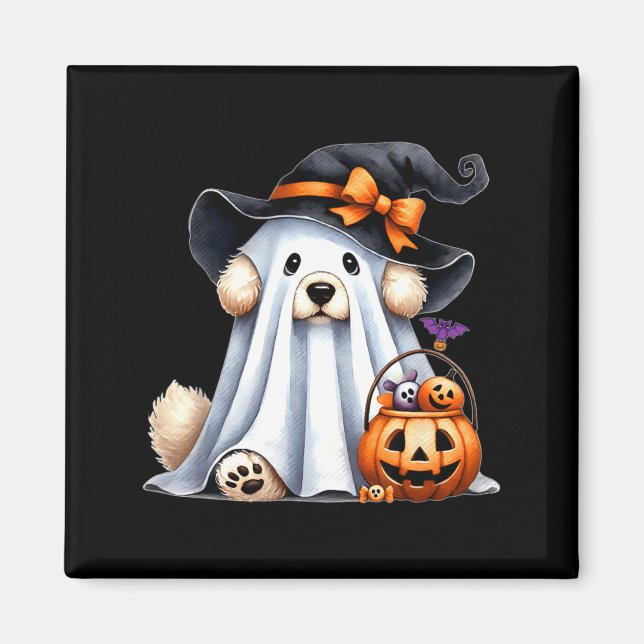 Íman Cachorro Fantasma de Halloween (Frente)