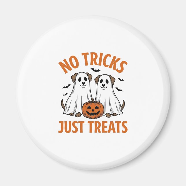 Íman Cachorro Fantasma Engraçado Halloween Sem Truques  (Frente)