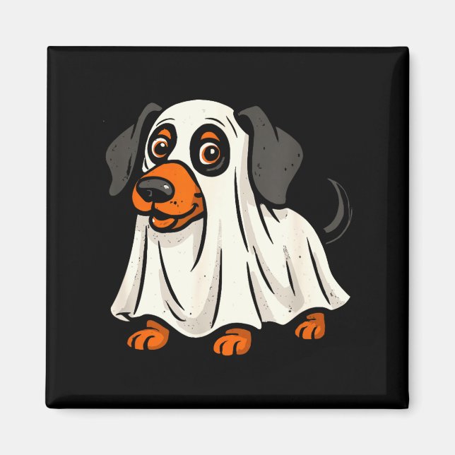 Íman Cachorro fantasma fofo halloween dachshund  (Frente)