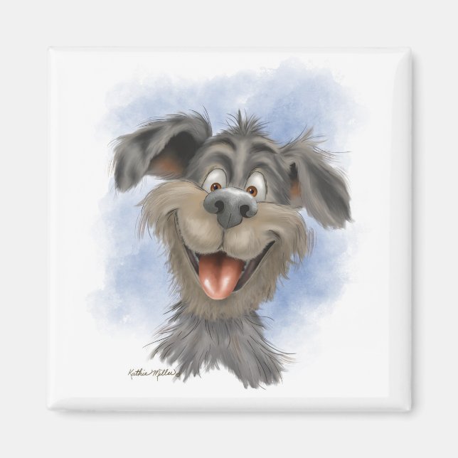 Íman Cachorro Feliz Sorridente – Desenho Animado de Cac (Frente)
