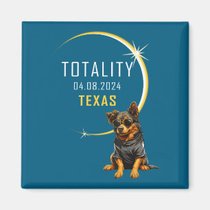 Íman Cachorro Fofo do Eclipse Solar Total do Texas
