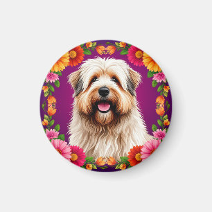 Íman Cachorro Fofo e Adorável com Flores
