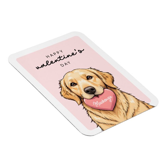 Íman Cachorro Fofo Moderno com Coração Feliz Dia dos Na (Lado Direito)