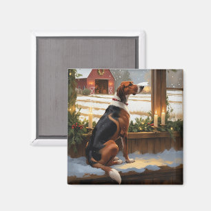 Íman Cachorro Foxhound Inglês Americano Luzes de Natal 