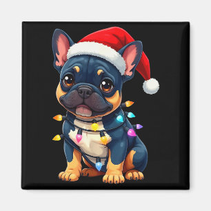 Íman Cachorro Francês Bonito Natal Papai Noel Amante de