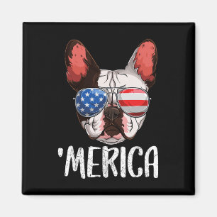 Íman Cachorro Francês Cachorro 4 De Julho Bandeira Amer