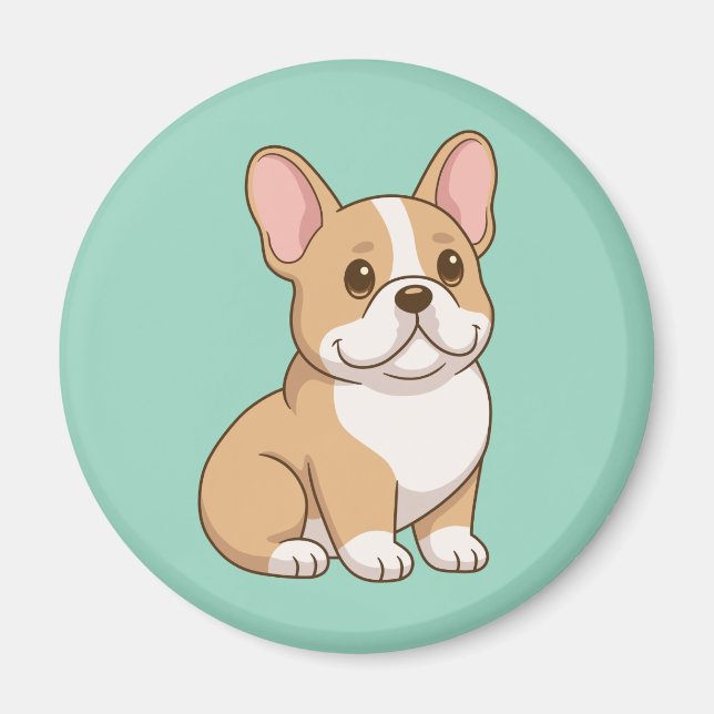 Íman Cachorro francês fofo em verde (Frente)