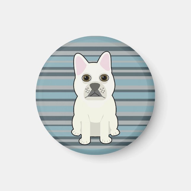Íman Cachorro francês fofo listrado azul (Frente)