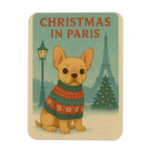 Cachorro francês fofo Natal em Paris | Vintage