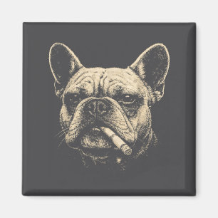 Íman Cachorro Fumando Cigarro Engraçado Bulldog Francês