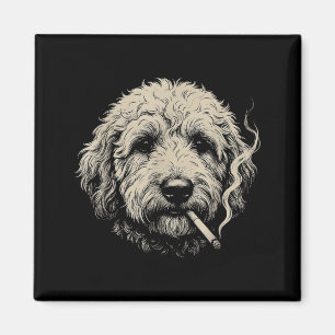 Íman Cachorro Fumando Cigarro Engraçado Meme Goldendood