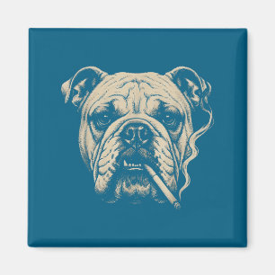 Íman Cachorro Fumando Cigarro Ilustração do Bulldog Ing