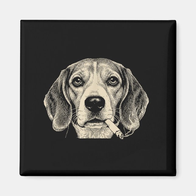 Íman Cachorro fumando cigarro meme engraçado de beagle  (Frente)